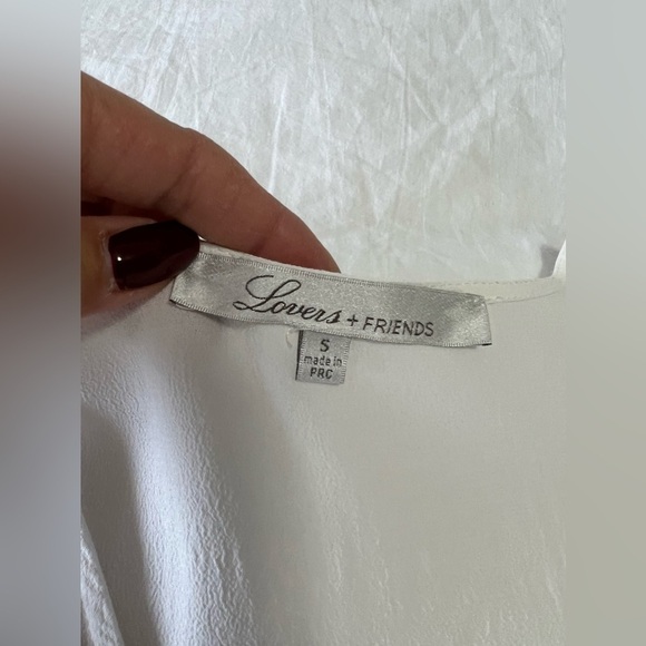 Lovers and Friends Revolve Long Sleeve White Bodysuit Small Surplice Wrap - Picture 6 of 9